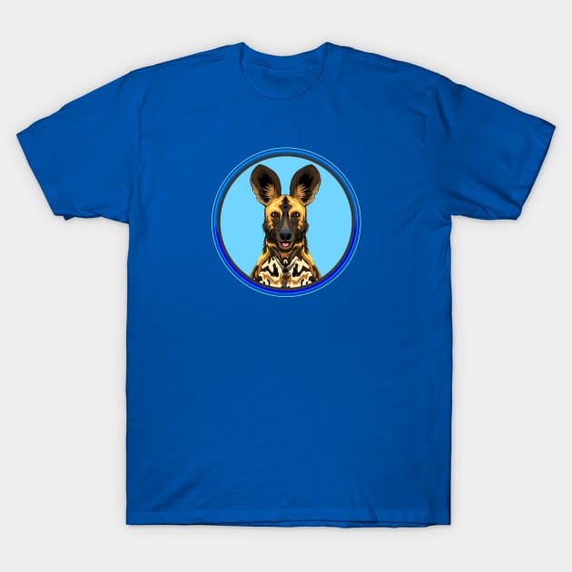 African Painted Dog Circle T-Shirt by Peppermint Narwhal